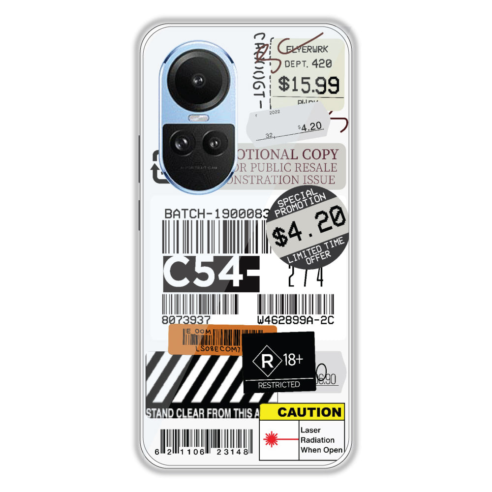 Labels - Clear Printed Case For Oppo Models
