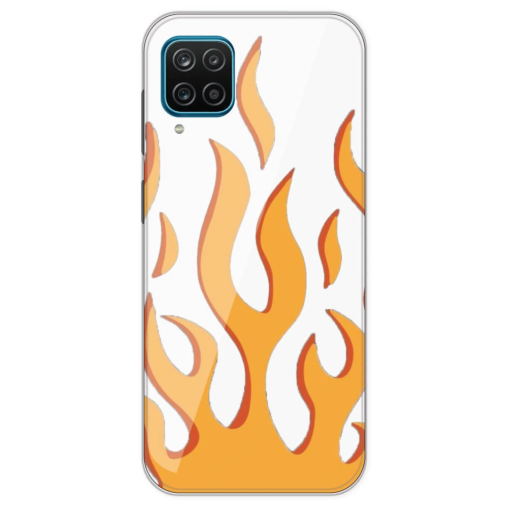Orange Flames - Clear Printed Silicone Case For Samsung Galaxy M12