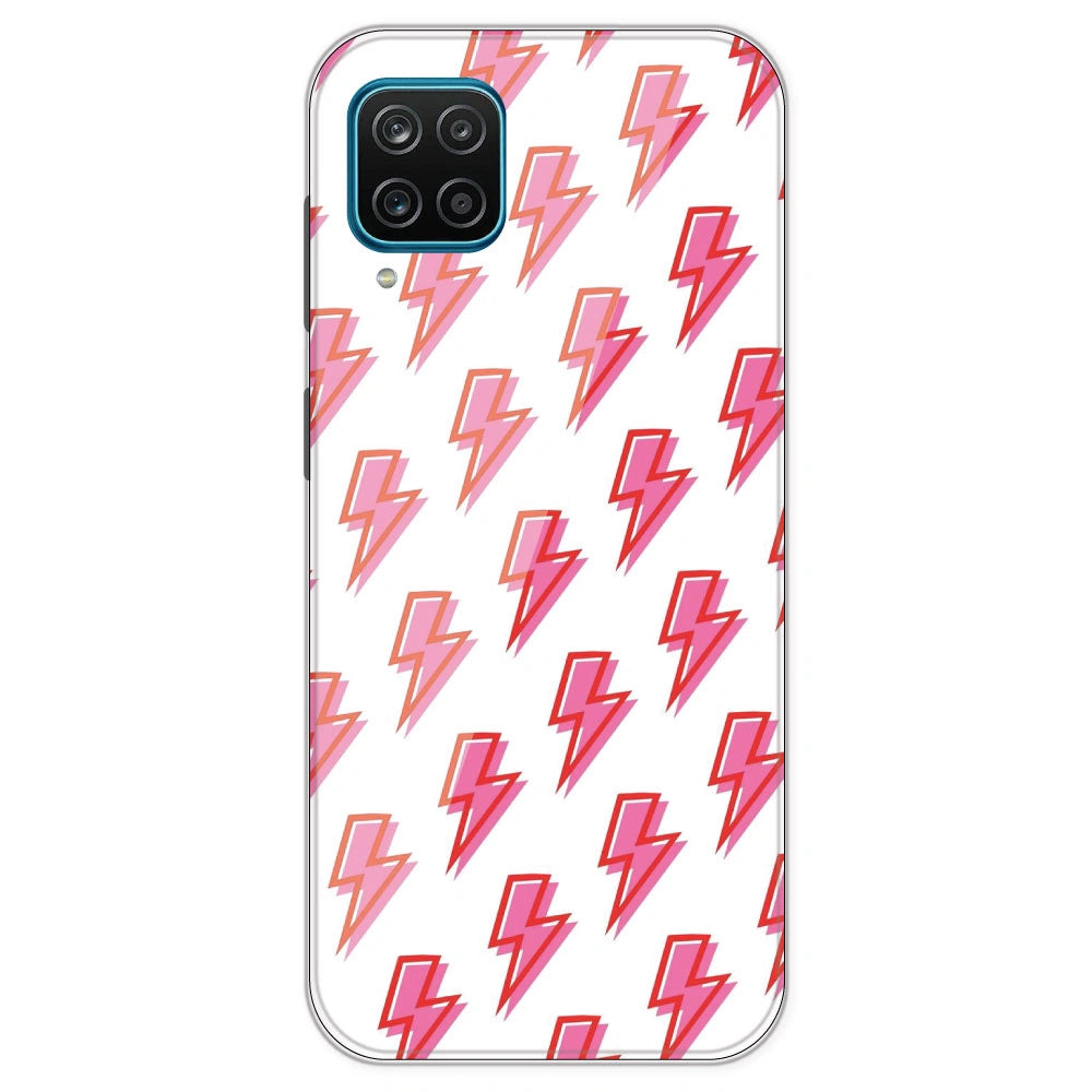 Pink Lightning Bolts - Clear Printed Silicone Case For Samsung Galaxy M12