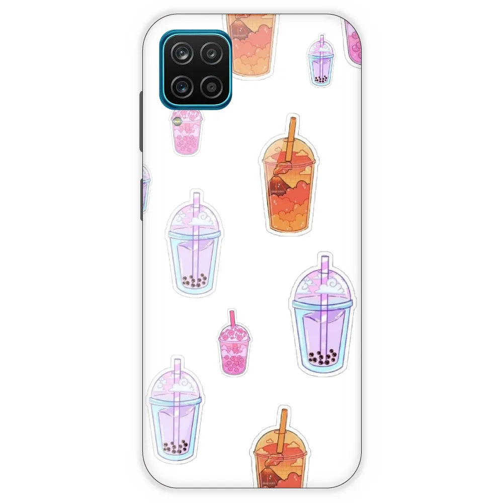 Bubble Tea - Clear Printed Silicone Case For Samsung Galaxy M12