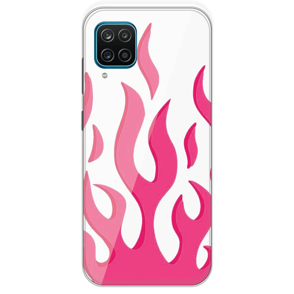 Pink Flames - Clear Printed Silicone Case For Samsung Galaxy M12