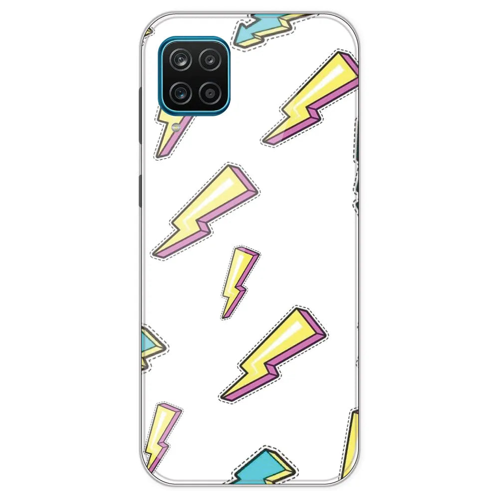 Lighting Bolts - Clear Printed Silicone Case For Samsung Galaxy M12