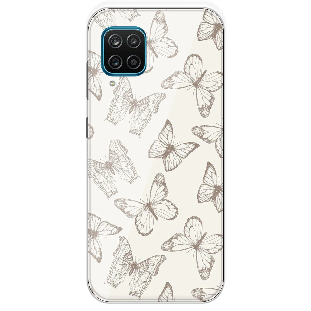 White Butterflies - Printed Silicone Case For Samsung Galaxy M12