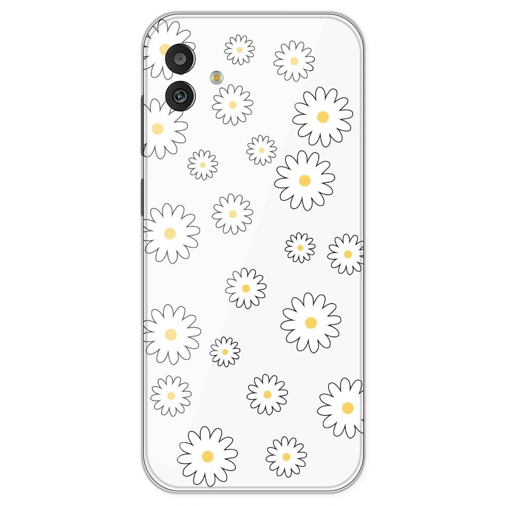 White Flowers - Clear Printed Silicone Case For Samsung Galaxy M13