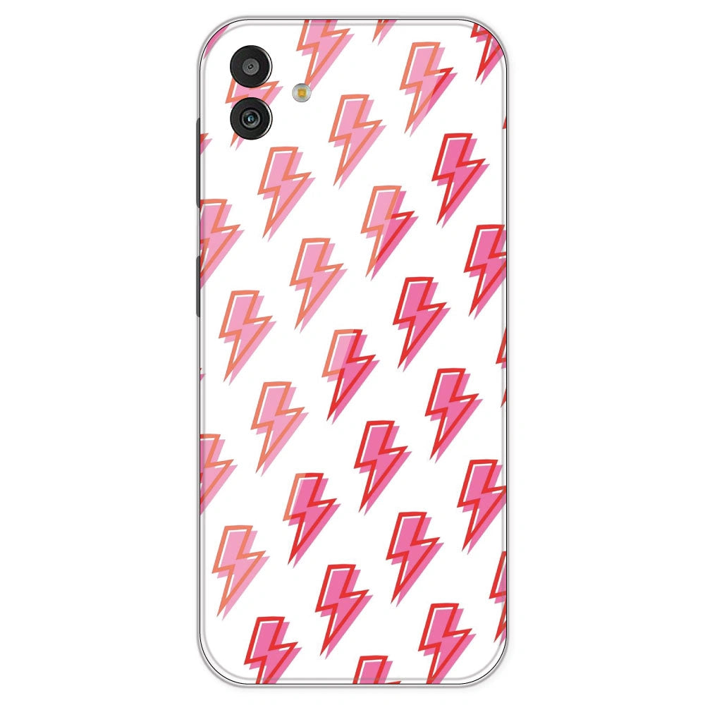 Pink Lightning Bolts - Clear Printed Silicone Case For Samsung Galaxy M13