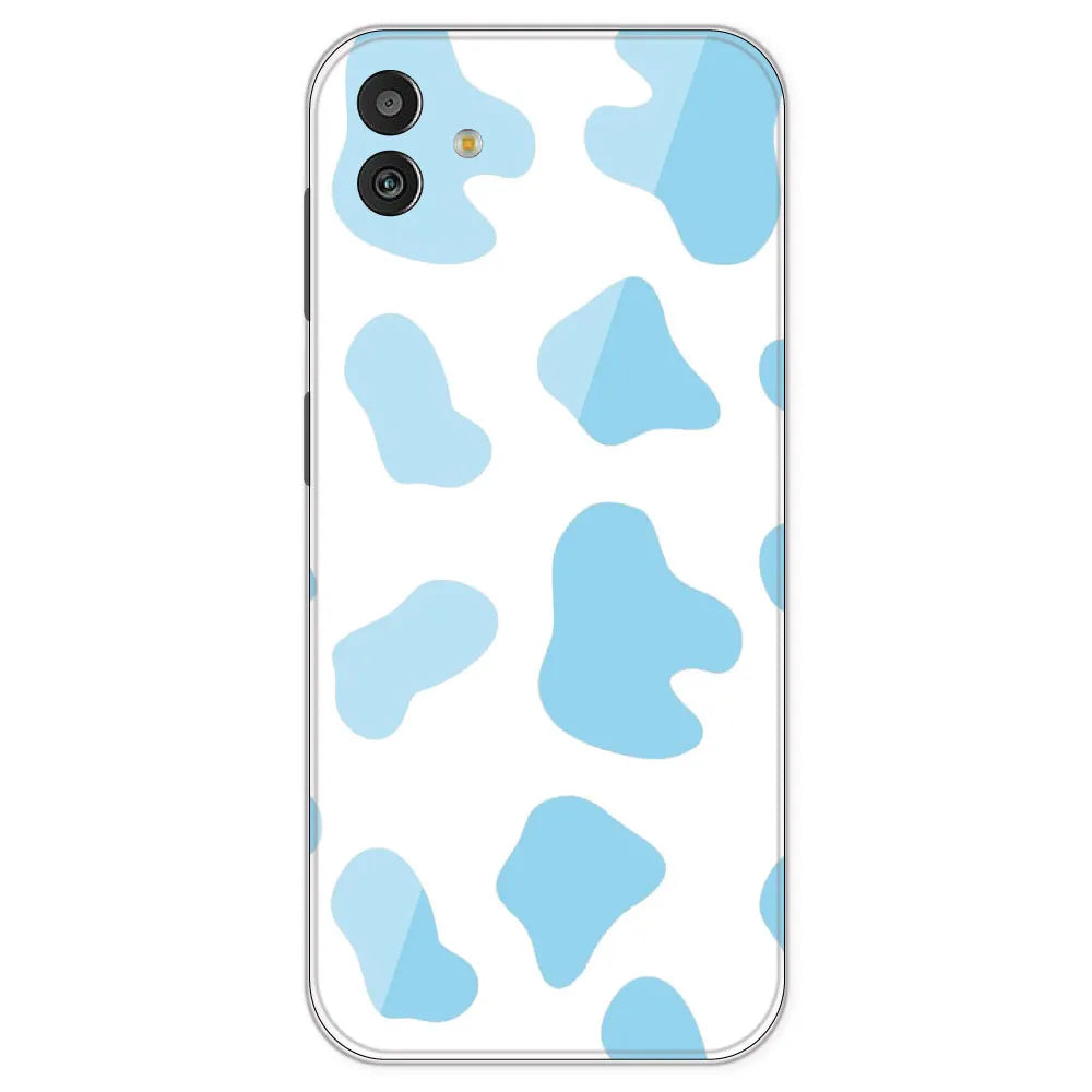 Blue Cow Print - Clear Printed Silicone Case For Samsung Galaxy M13