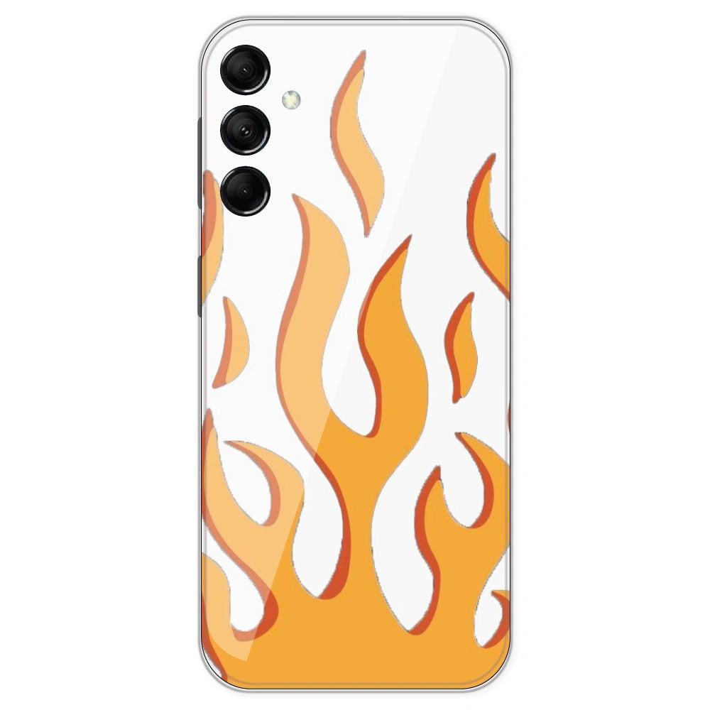 Orange Flames - Clear Printed Silicone Case For Samsung Galaxy M14