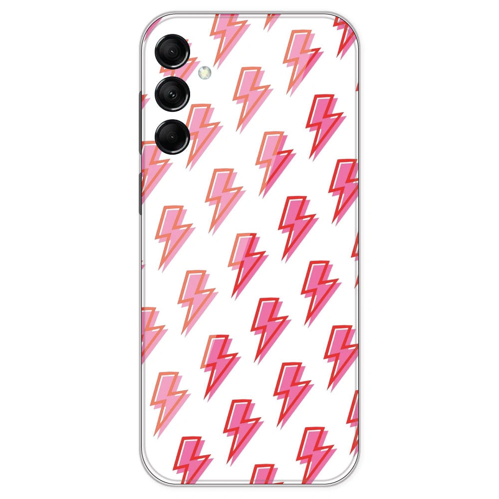 Pink Lightning Bolts - Clear Printed Silicone Case For Samsung Galaxy M14