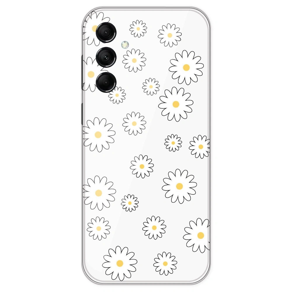 White Flowers - Clear Printed Silicone Case For Samsung Galaxy M14