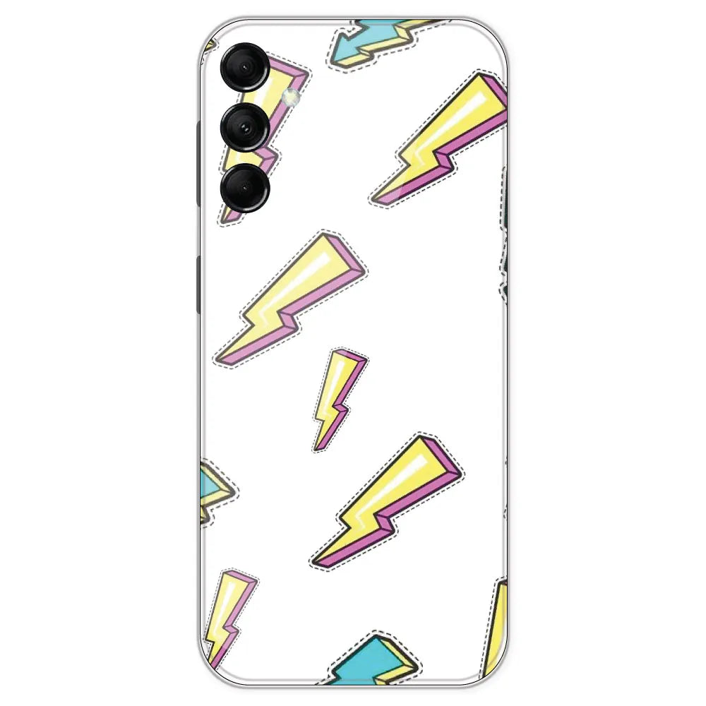 Lighting Bolts - Clear Printed Silicone Case For Samsung Galaxy M14