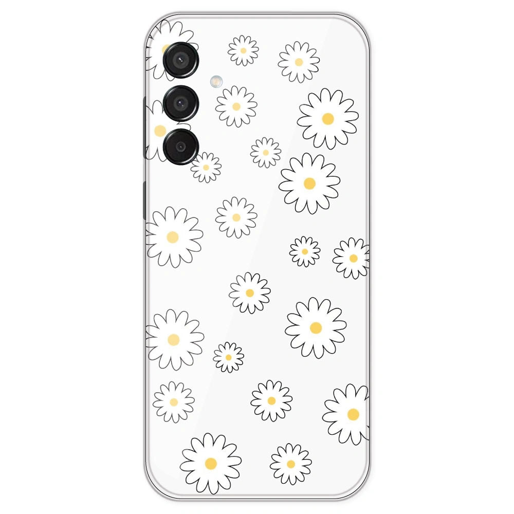White Flowers - Clear Printed Silicone Case For Samsung Galaxy M15