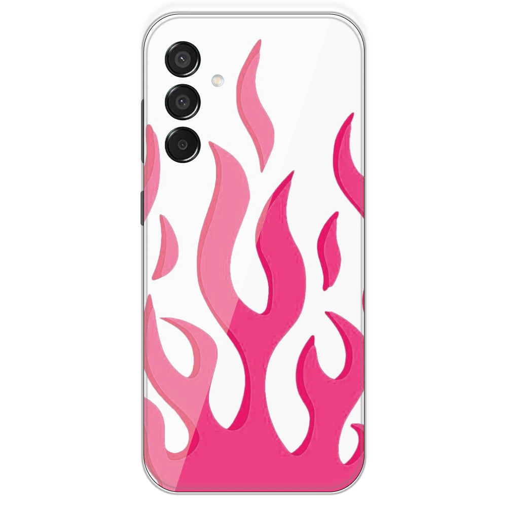 Pink Flames - Clear Printed Silicone Case For Samsung Galaxy M15