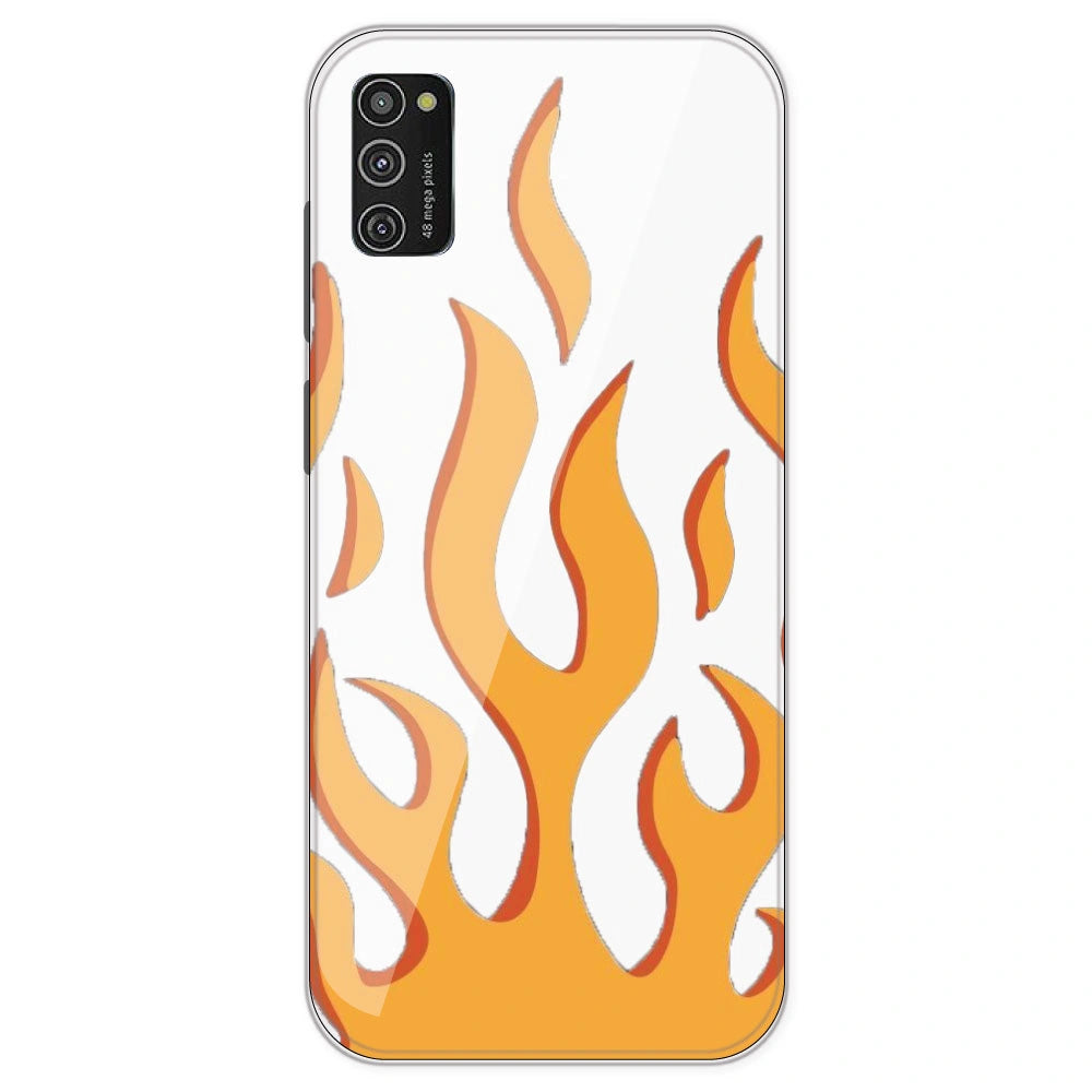 Orange Flames - Clear Printed Silicone Case For Samsung Galaxy M21