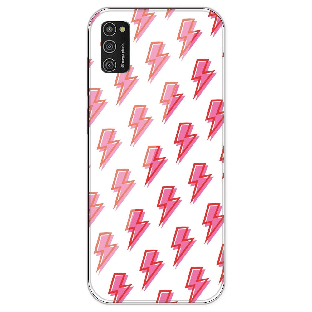 Pink Lightning Bolts - Clear Printed Silicone Case For Samsung Galaxy M21