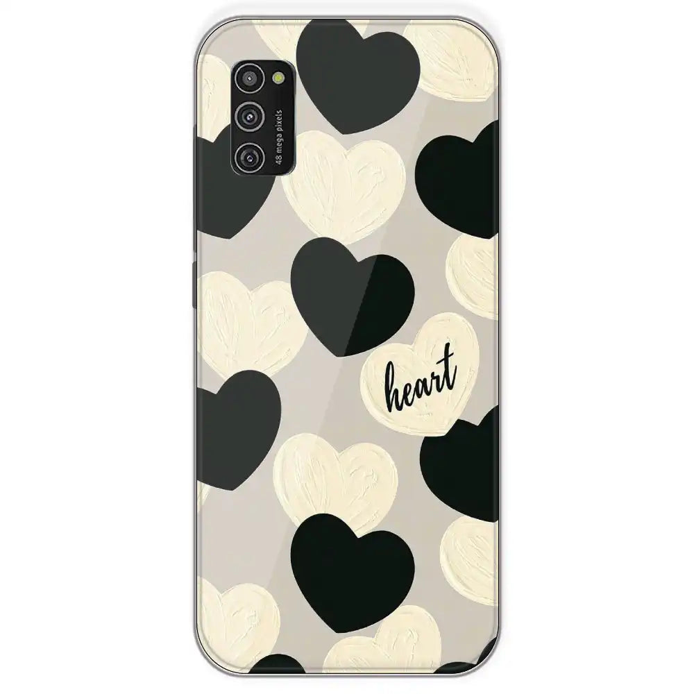 Black And White Heart - Printed Silicone Case For Samsung Galaxy M21