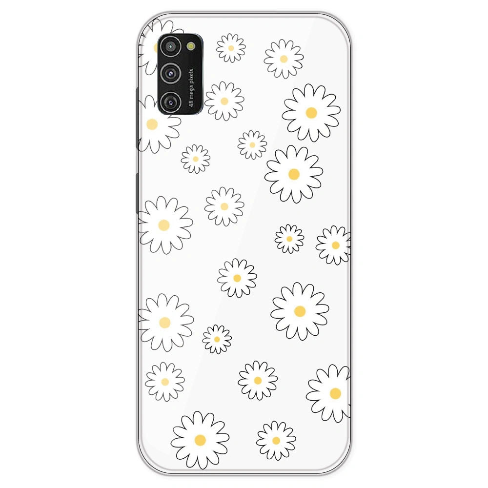 White Flowers - Clear Printed Silicone Case For Samsung Galaxy M21