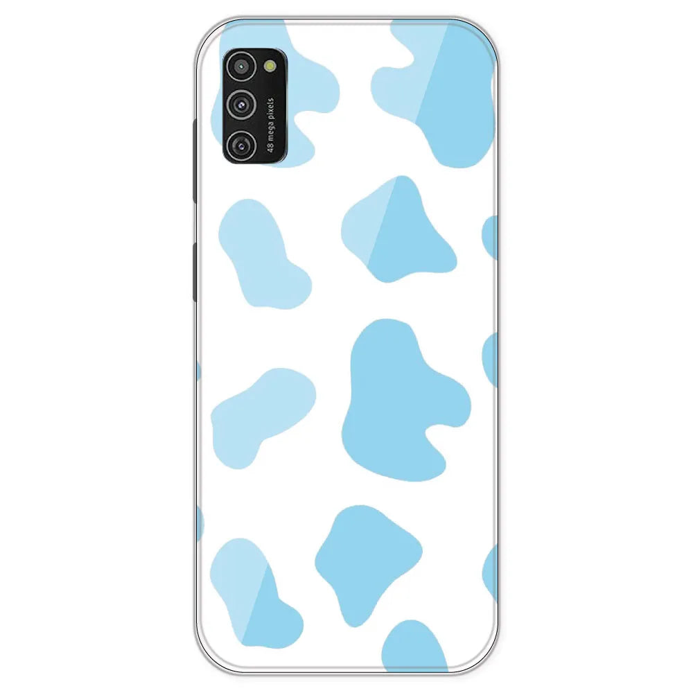 Blue Cow Print - Clear Printed Silicone Case For Samsung Galaxy M21