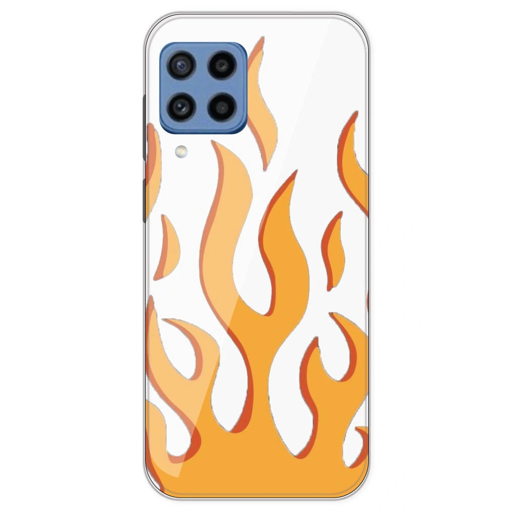Orange Flames - Clear Printed Silicone Case For Samsung Galaxy M22
