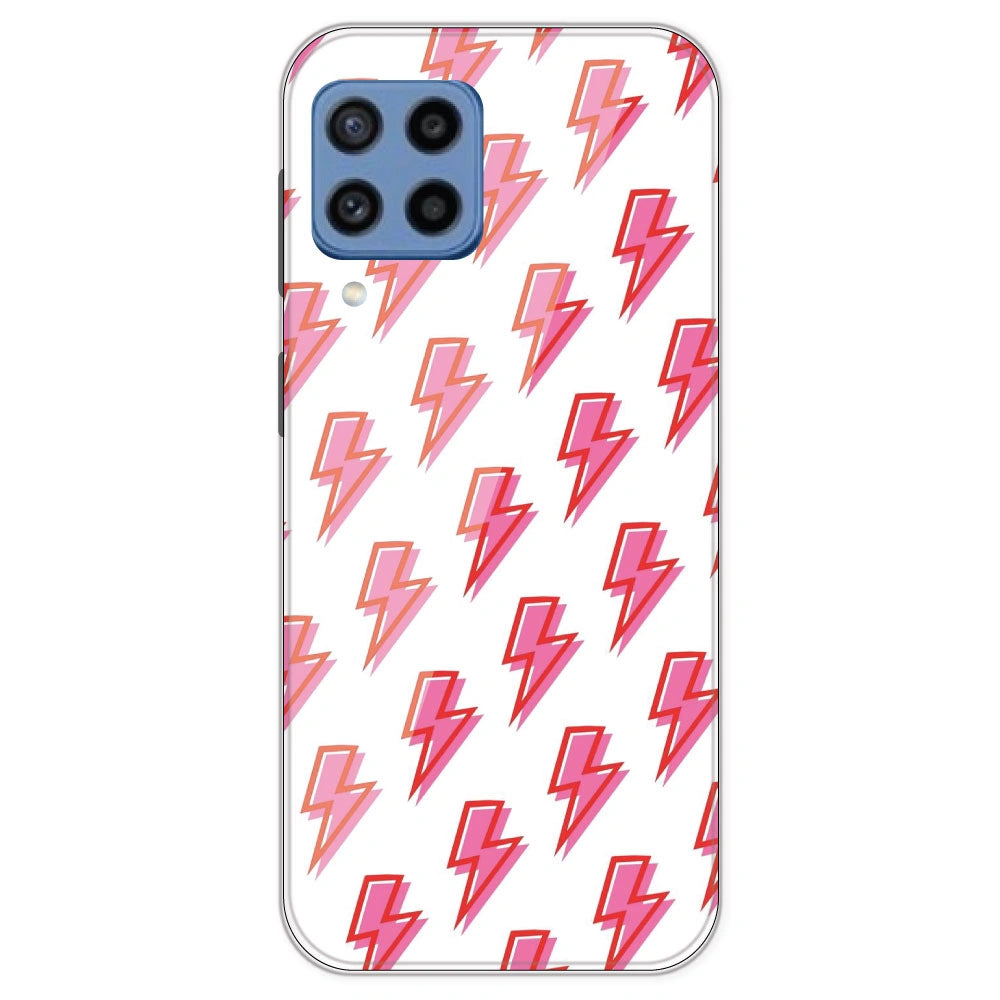 Pink Lightning Bolts - Clear Printed Silicone Case For Samsung Galaxy M22
