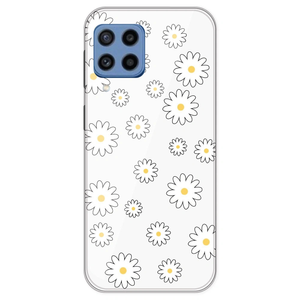 White Flowers - Clear Printed Silicone Case For Samsung Galaxy M22