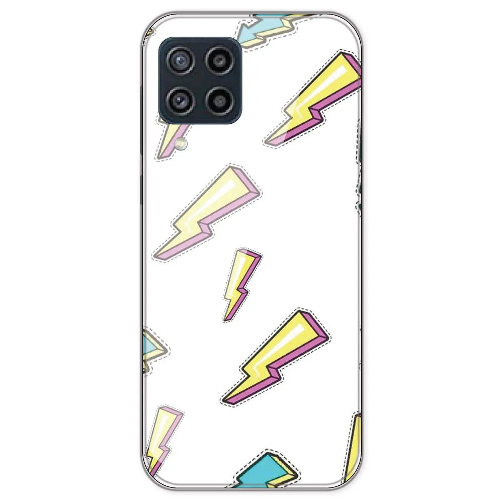 Lighting Bolts - Clear Printed Silicone Case For Samsung Galaxy M22