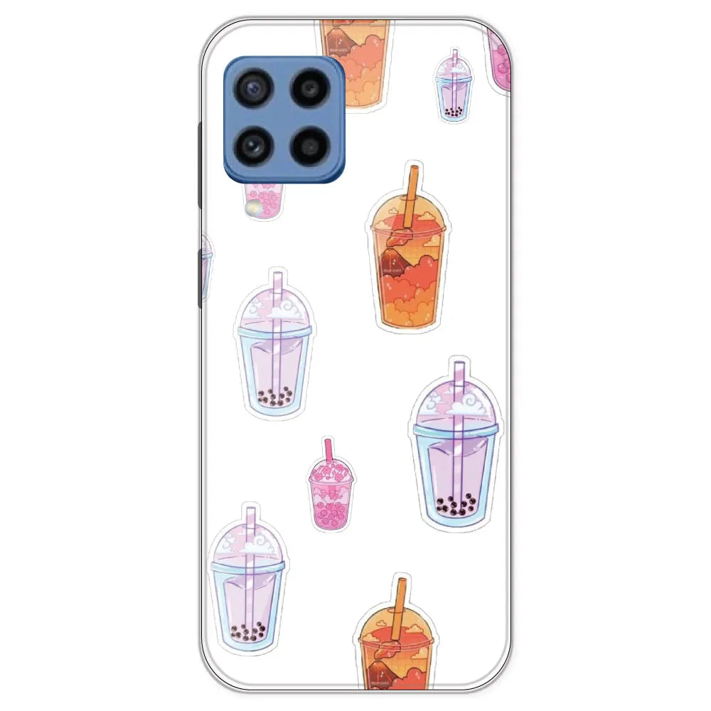 Bubble Tea - Clear Printed Silicone Case For Samsung Galaxy M22