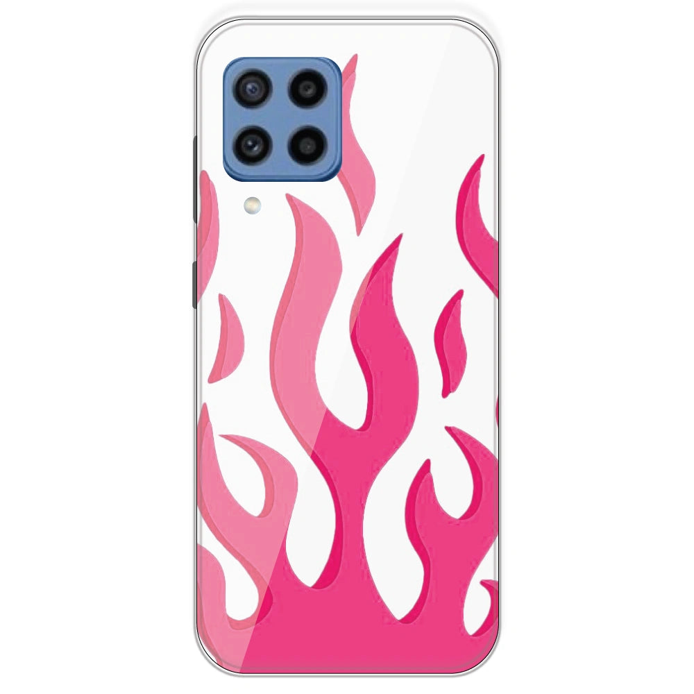 Pink Flames - Clear Printed Silicone Case For Samsung Galaxy M22