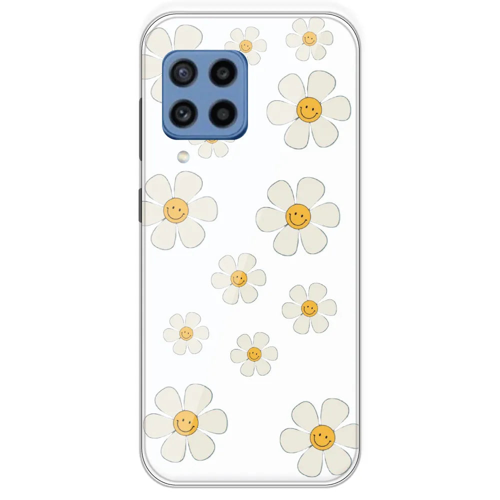Smile Flowers - Clear Printed Silicone Case For Samsung Galaxy M22