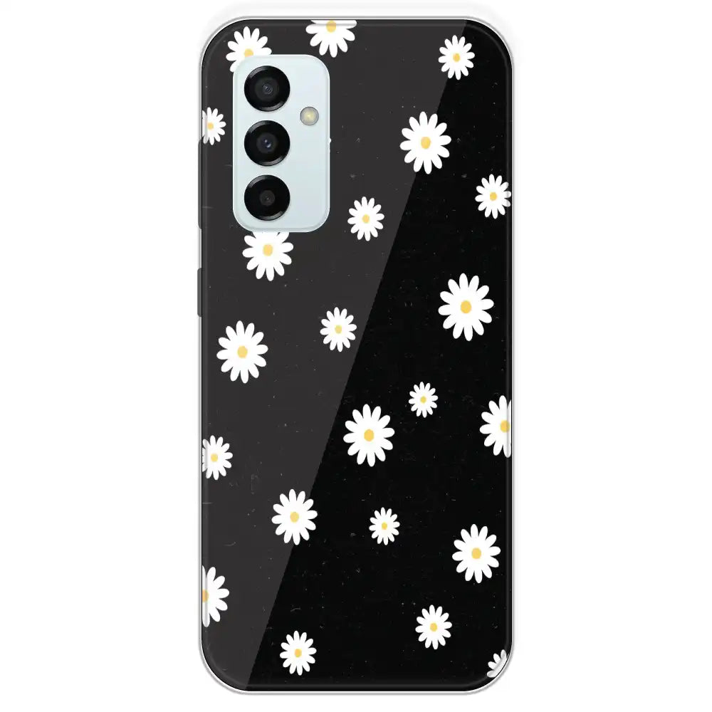 White And Black Flower - Printed Silicone Case For Samsung Galaxy M23