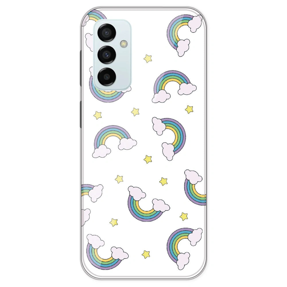 Rainbow With Clouds - Clear Printed Silicone Case For Samsung Galaxy M23