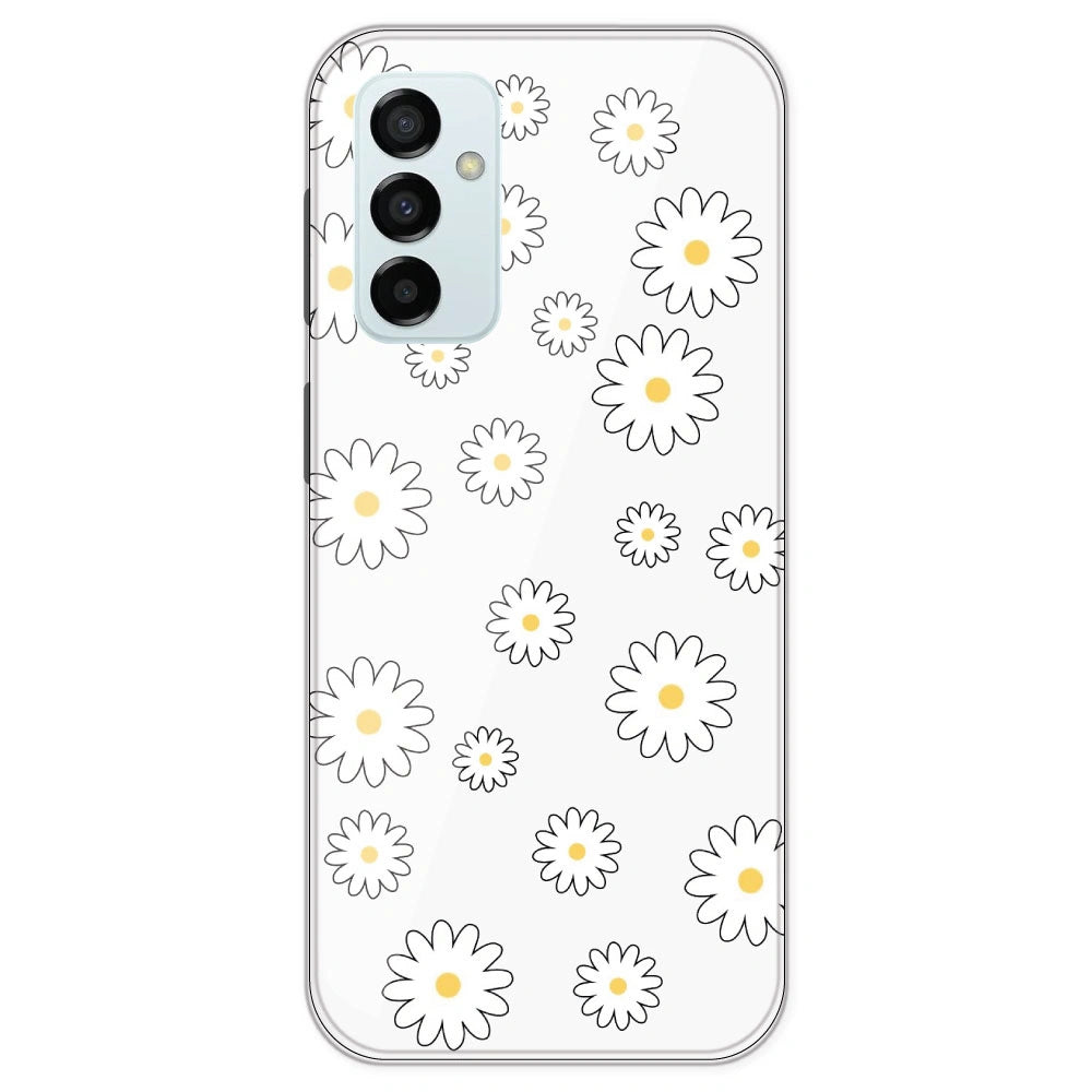 White Flowers - Clear Printed Silicone Case For Samsung Galaxy M23