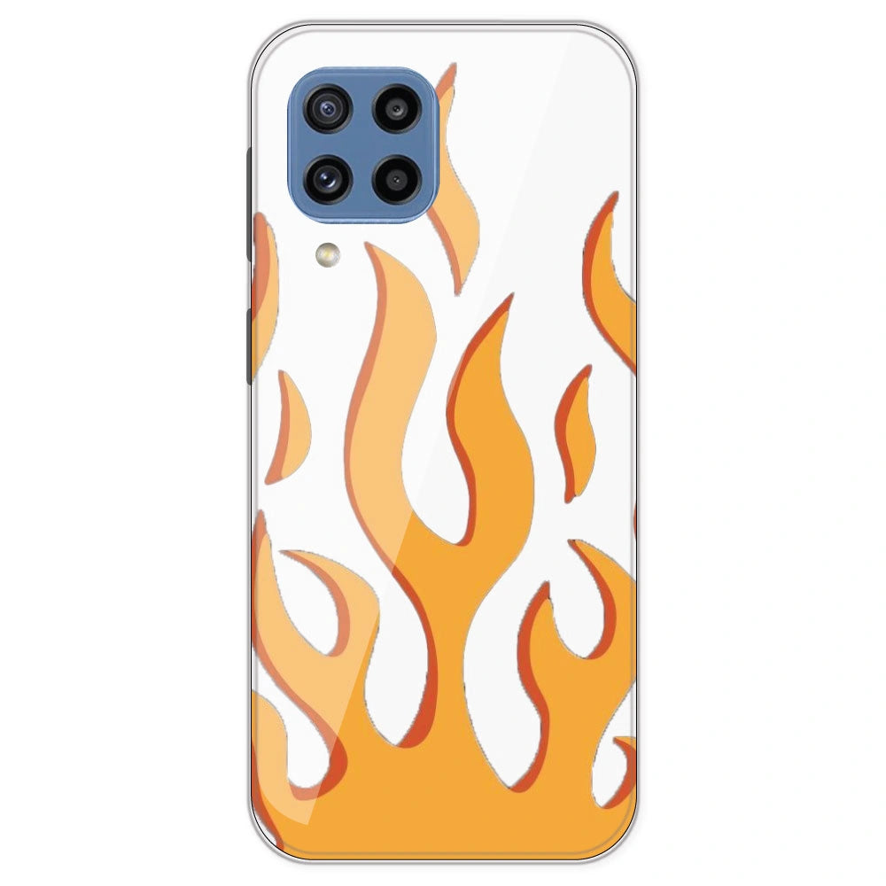 Orange Flames - Clear Printed Silicone Case For Samsung Galaxy M32