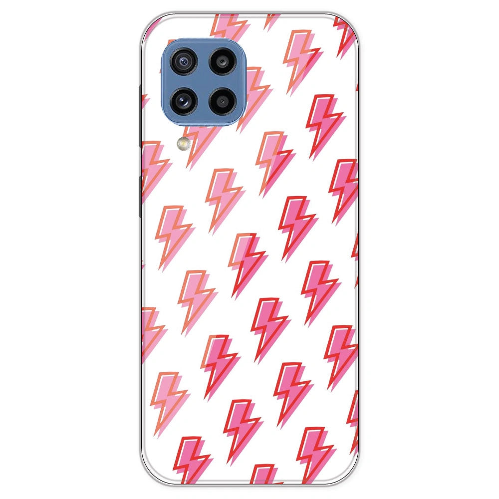 Pink Lightning Bolts - Clear Printed Silicone Case For Samsung Galaxy M32