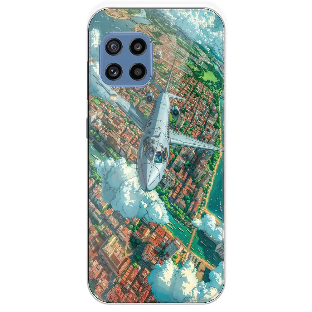 Flying Over City - Printed Silicone Case For Samsung Galaxy M32