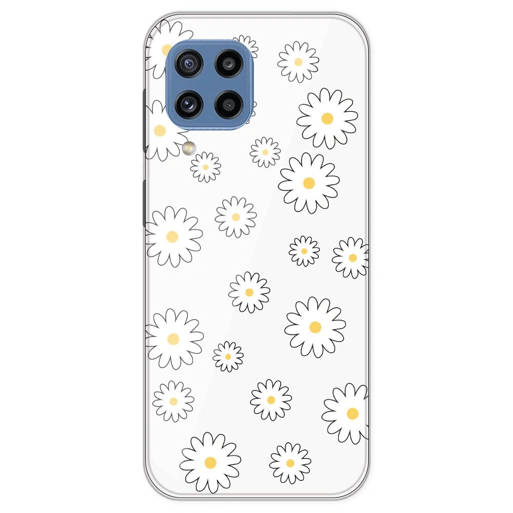 White Flowers - Clear Printed Silicone Case For Samsung Galaxy M32