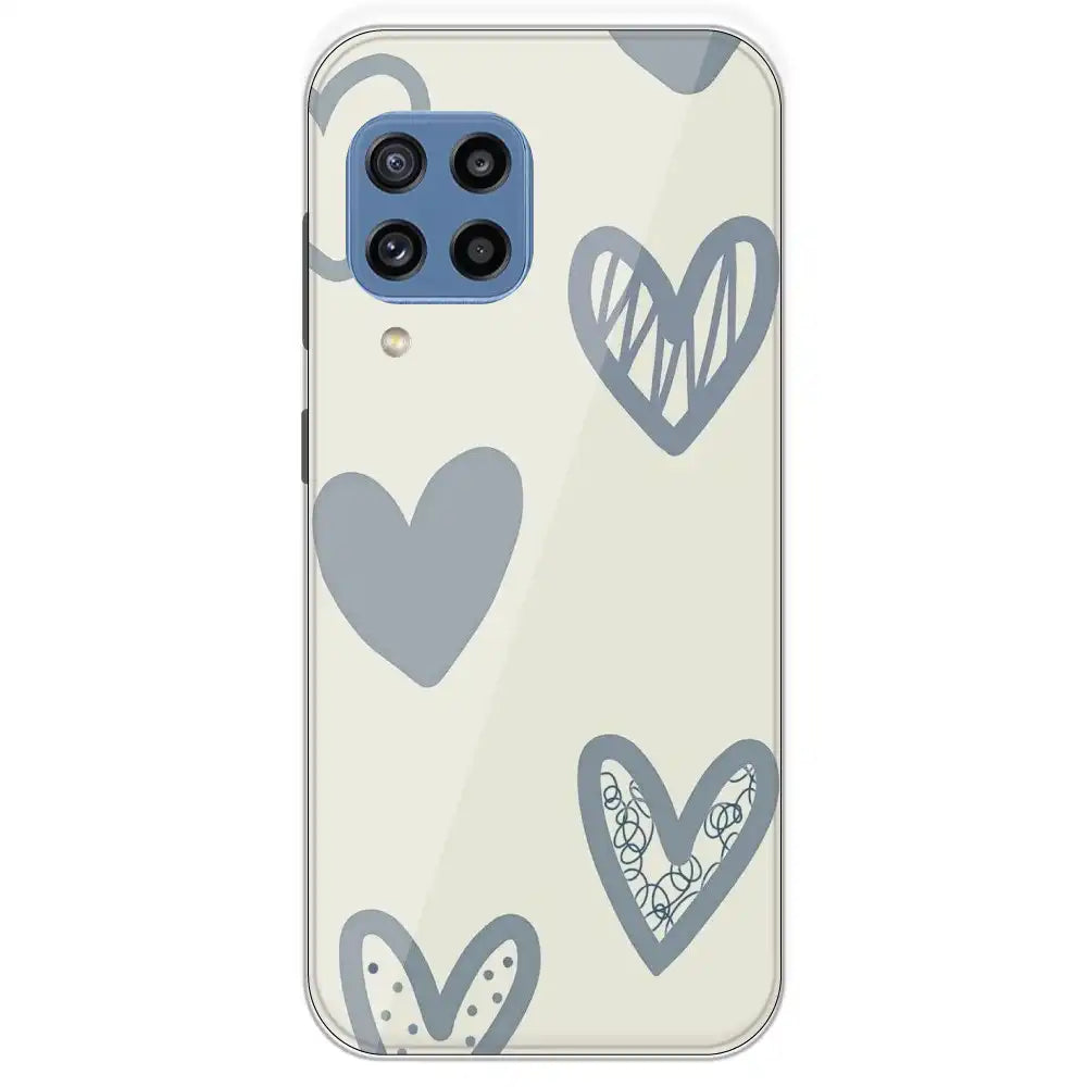 Light Blue Hearts - Printed Silicone Case For Samsung Galaxy M32