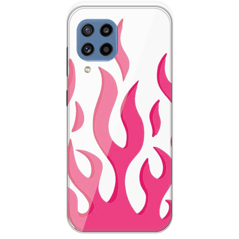 Pink Flames - Clear Printed Silicone Case For Samsung Galaxy M32