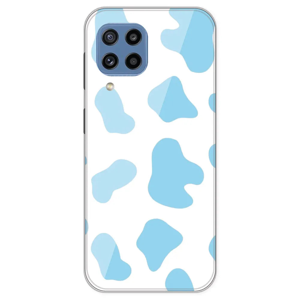Blue Cow Print - Clear Printed Silicone Case For Samsung Galaxy M32