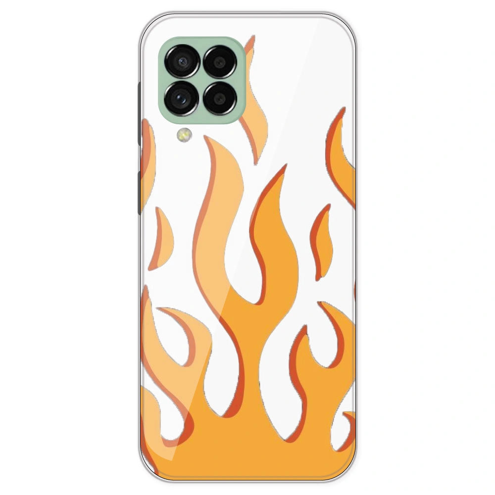 Orange Flames - Clear Printed Silicone Case For Samsung Galaxy M33