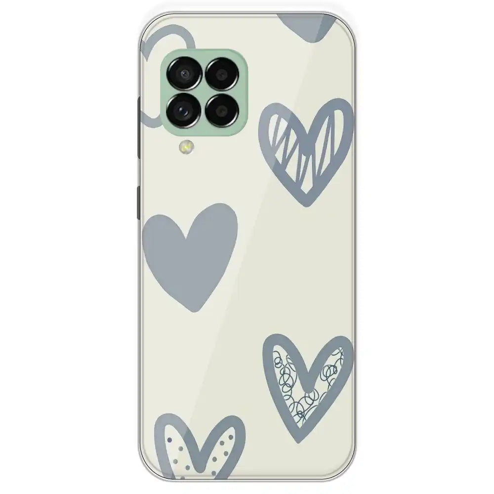 Light Blue Hearts - Printed Silicone Case For Samsung Galaxy M33