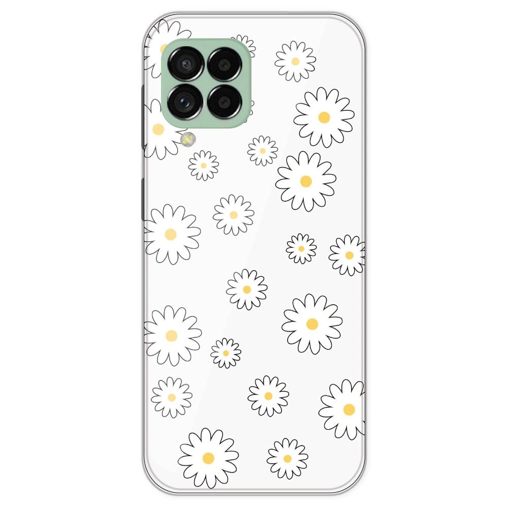 White Flowers - Clear Printed Silicone Case For Samsung Galaxy M33