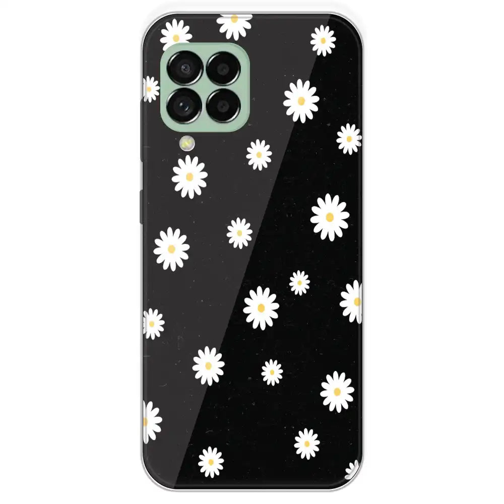 White And Black Flower - Printed Silicone Case For Samsung Galaxy M33