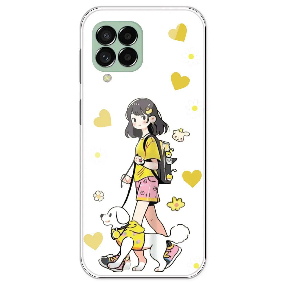 Yellow Girl And Dog - Clear Printed Silicone Case For Samsung Galaxy M33