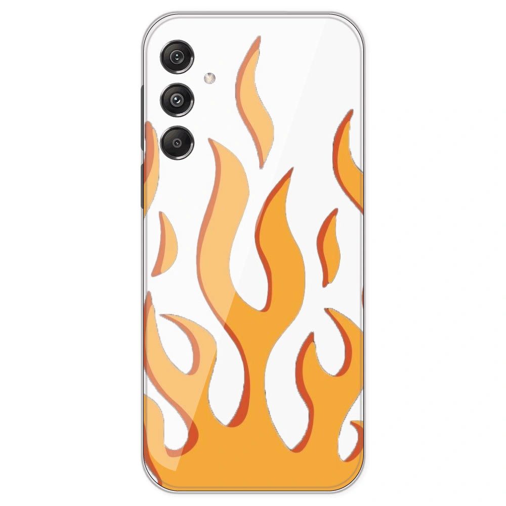 Orange Flames - Clear Printed Silicone Case For Samsung Galaxy M34