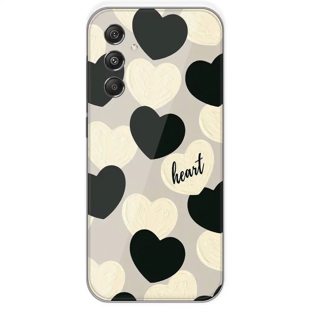 Black And White Heart - Printed Silicone Case For Samsung Galaxy M34