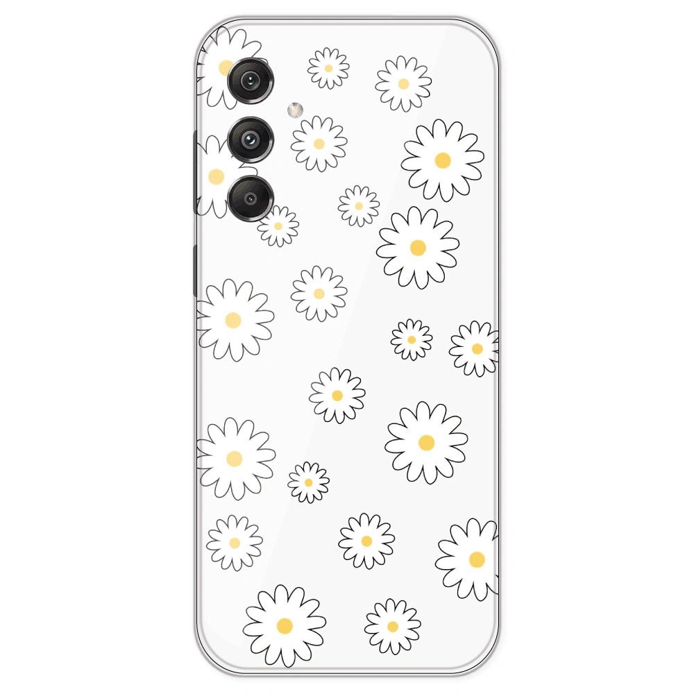 White Flowers - Clear Printed Silicone Case For Samsung Galaxy M34