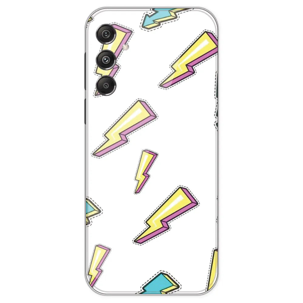 Lighting Bolts - Clear Printed Silicone Case For Samsung Galaxy M34