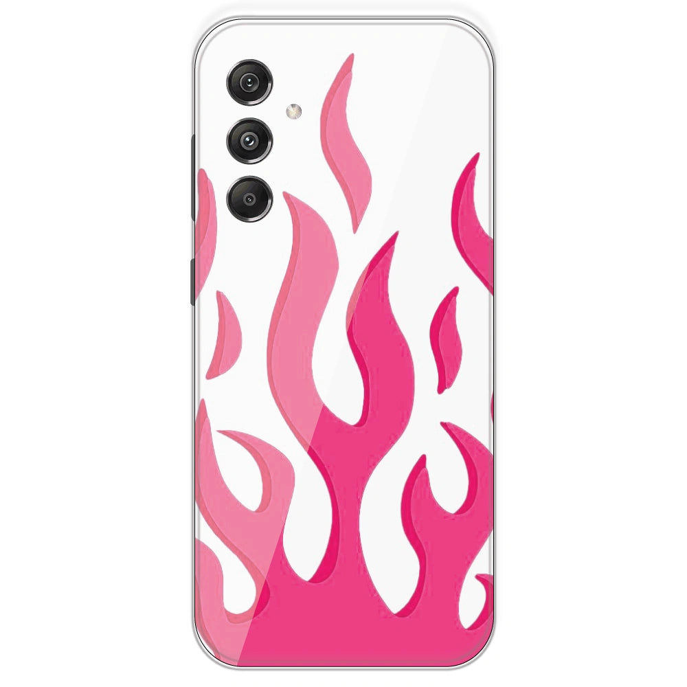 Pink Flames - Clear Printed Silicone Case For Samsung Galaxy M34