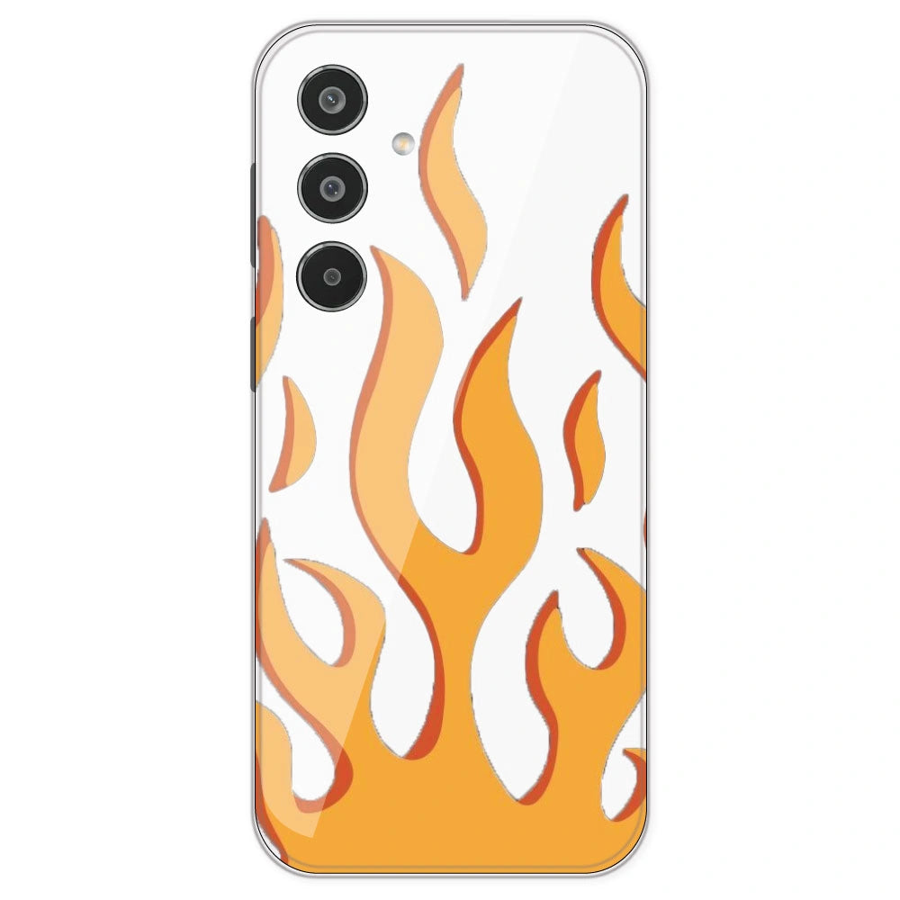 Orange Flames - Clear Printed Silicone Case For Samsung Galaxy M35
