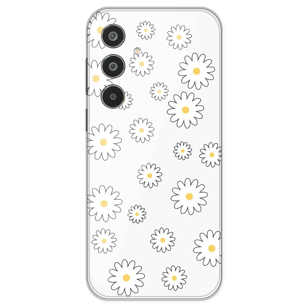 White Flowers - Clear Printed Silicone Case For Samsung Galaxy M35